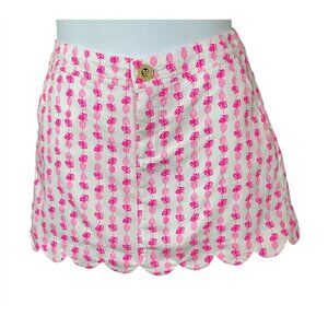 Lilly Pulitzer Colette Pink Topaz Pineapple Print Scallop Hem Skort Sz 0